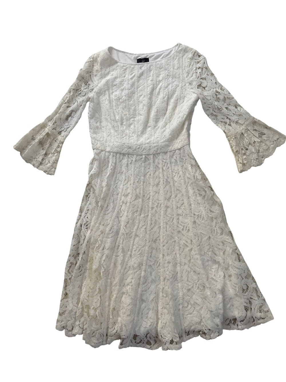 Adrianna Papell White Lace Dress with Sheer Details